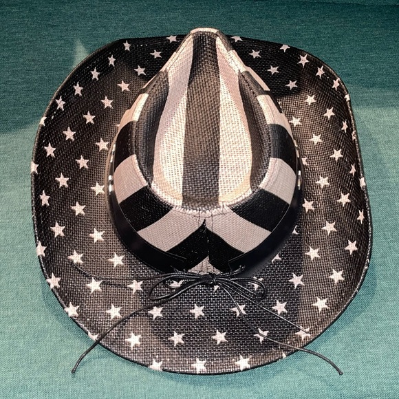 Black and White American Flag Cowboy Hat - Picture 3 of 3